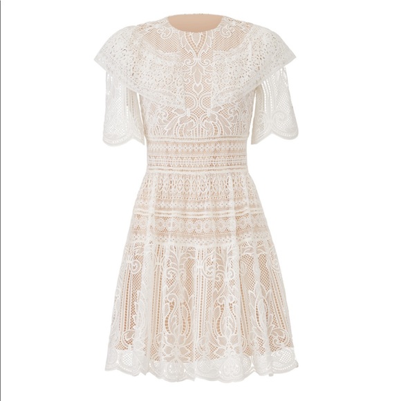 Monique Lhuillier Dresses & Skirts - Boho or Modern Victorian Lace Dress Winter White